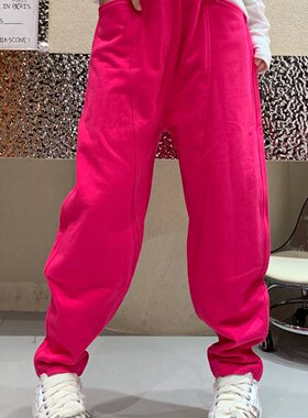 宽松休闲高腰加绒长裤束脚裤