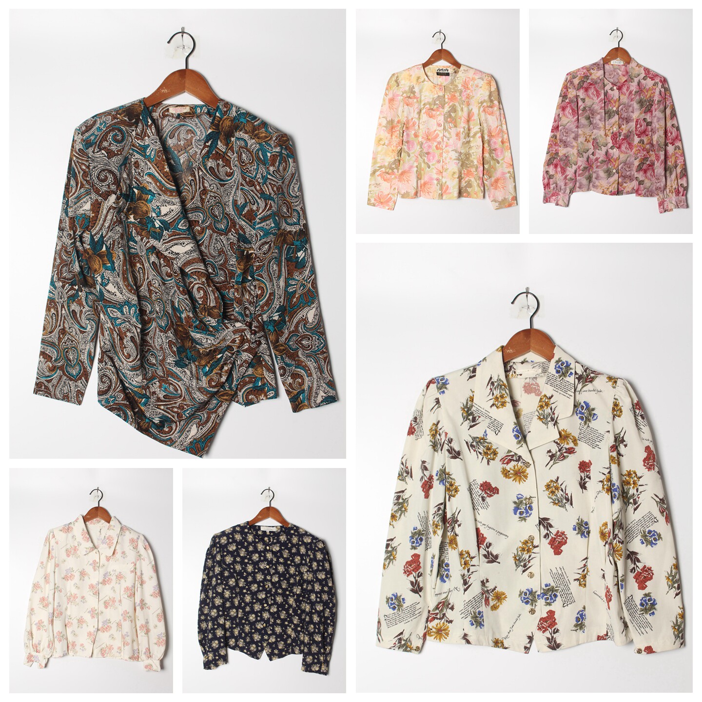 古着Vintage孤品棉麻花刺绣白衬衫孤品日系 女上衣 实拍售卖81