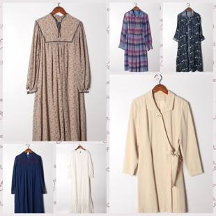 古着vintage日系雪纺连衣裙 实拍售卖13 温柔风宽松遮肉长裙