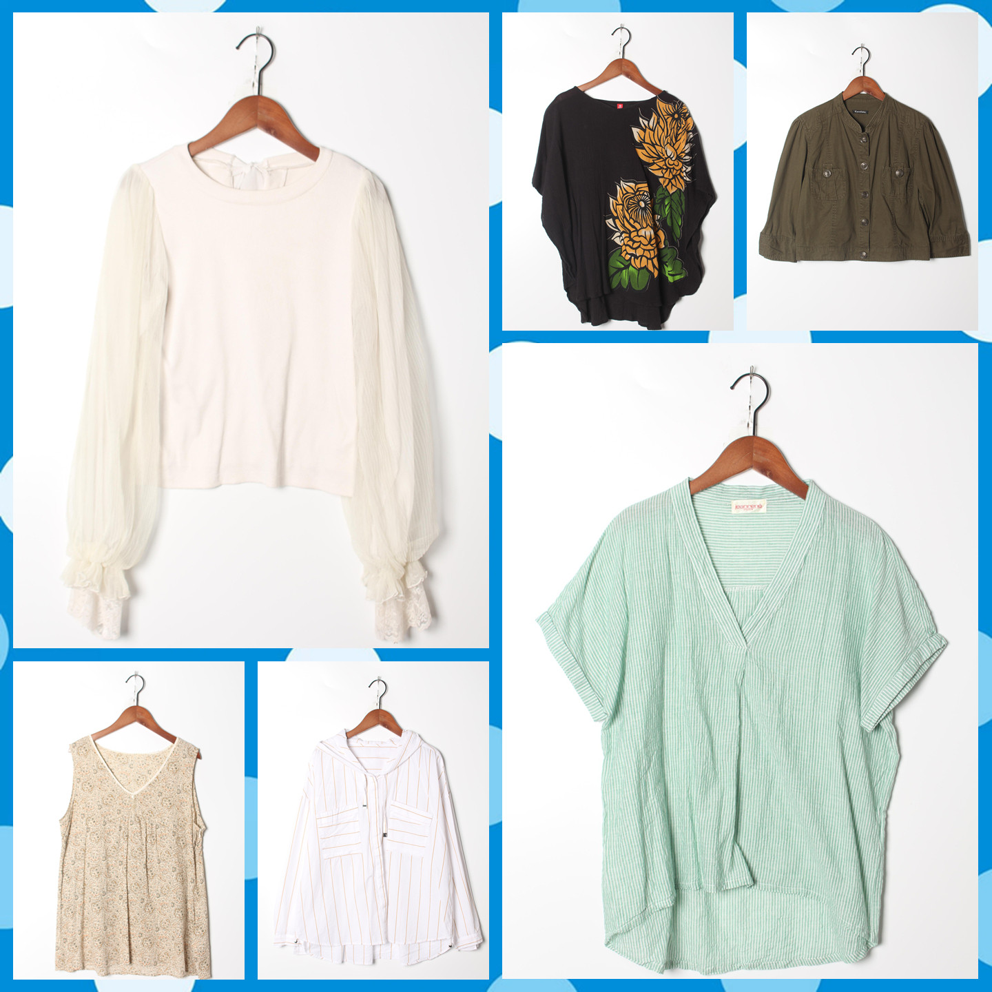 古着Vintage孤品棉麻花刺绣白衬衫孤品日系 女上衣 实拍售卖179