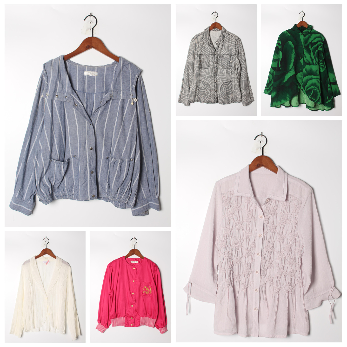 古着Vintage孤品棉麻花刺绣白衬衫孤品日系 女上衣 实拍售卖145