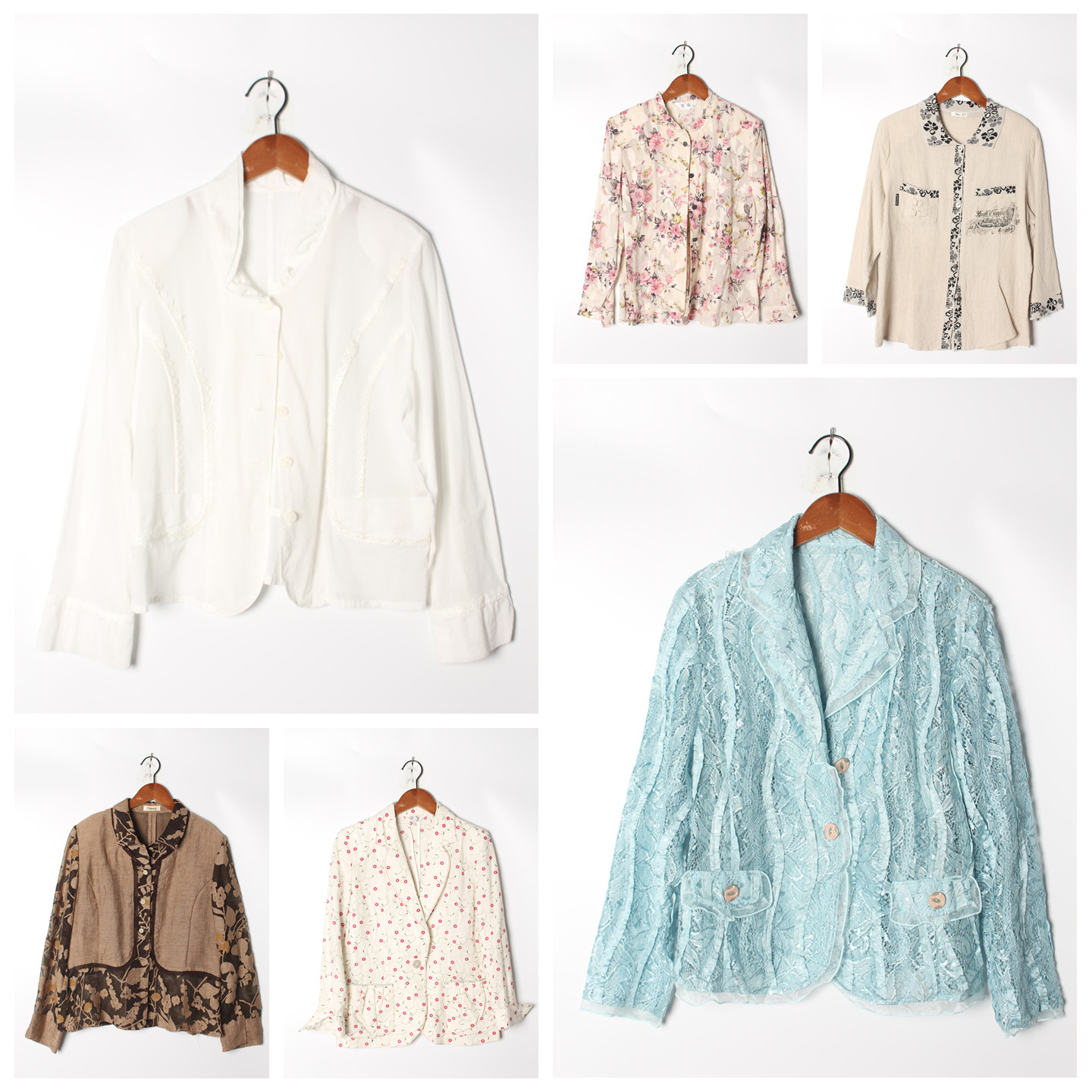 古着Vintage孤品棉麻花刺绣白衬衫孤品日系 女上衣 实拍售卖126