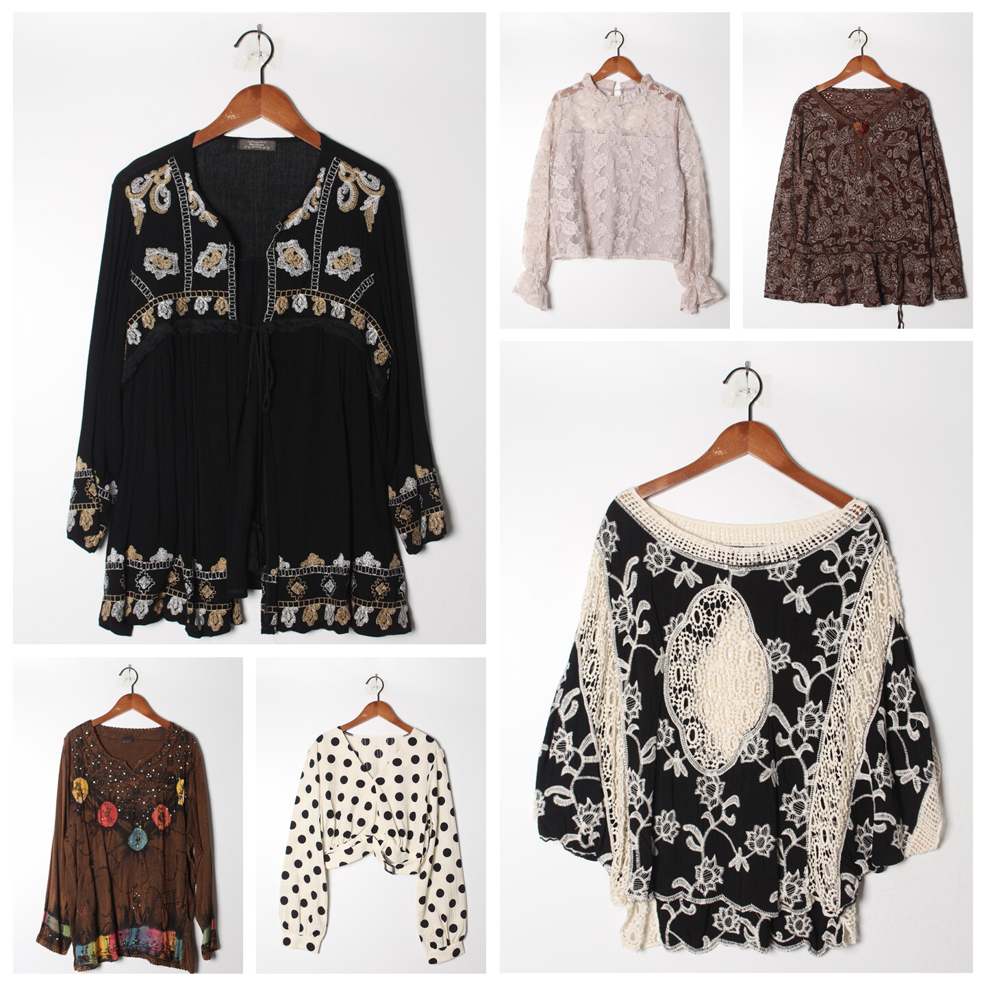 古着Vintage孤品棉麻花刺绣白衬衫孤品日系 女上衣 实拍售卖88