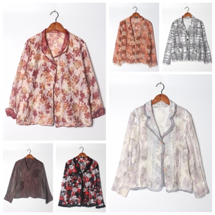 实拍售卖53 雪纺垂感女上衣 古着Vintage孤品花衬衫 孤品日系