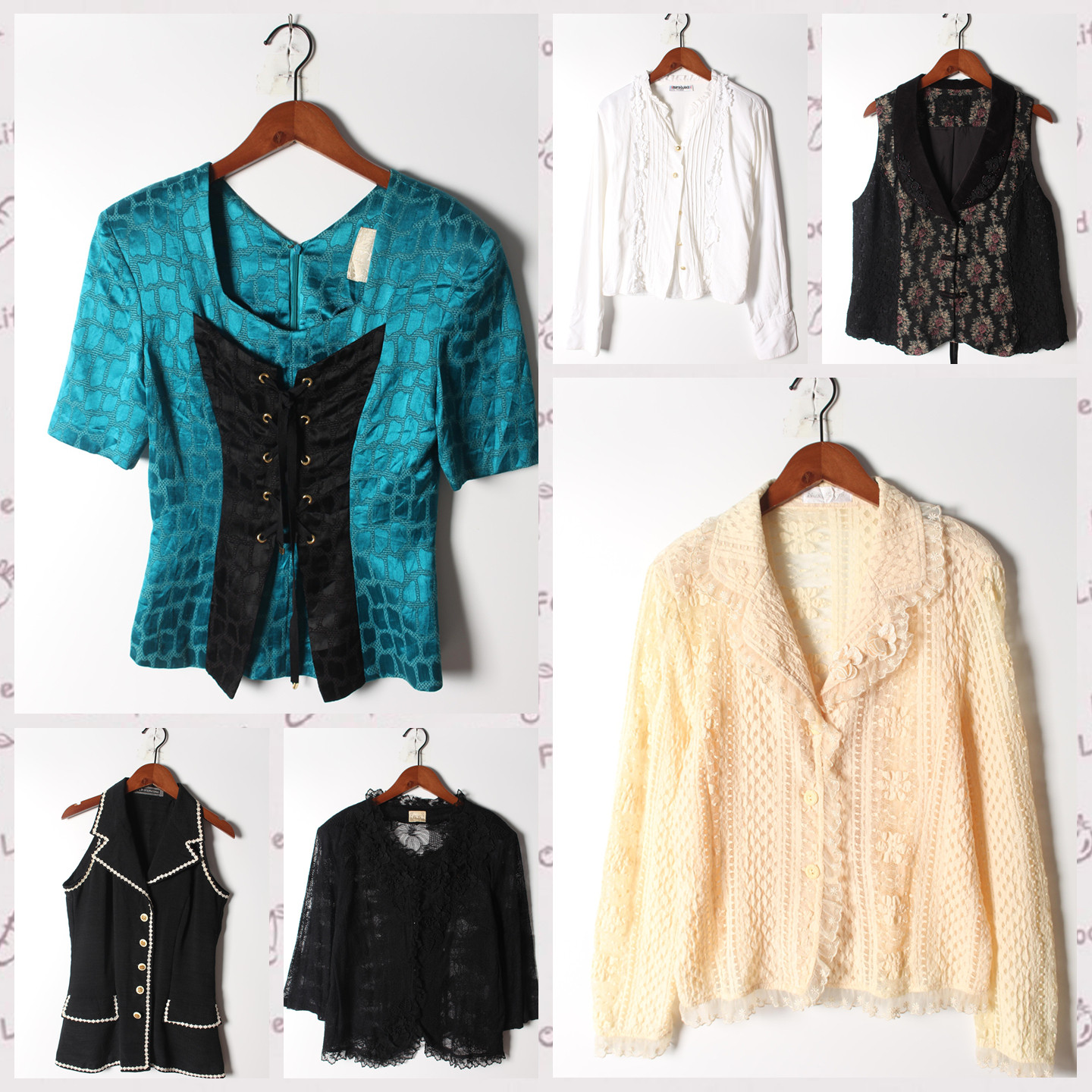 古着Vintage孤品棉麻花刺绣白衬衫孤品日系 女上衣 实拍售卖150