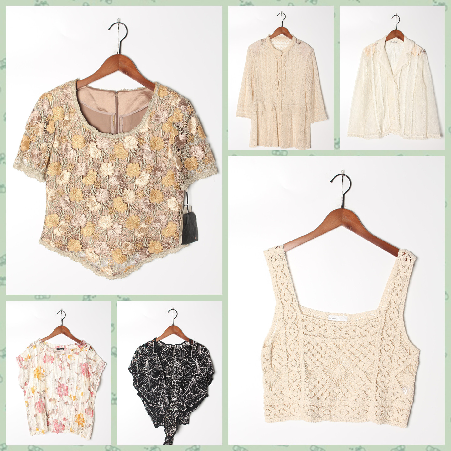 古着Vintage孤品棉麻花刺绣白衬衫孤品日系 女上衣 实拍售卖198