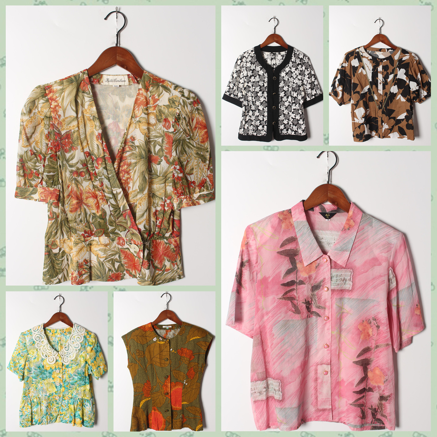 古着Vintage孤品棉麻花刺绣白衬衫孤品日系 女上衣 实拍售卖211