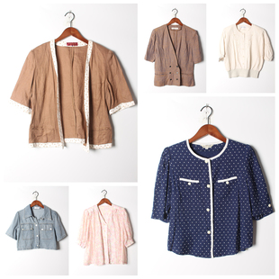 女上衣 实拍售卖140 孤品日系 古着Vintage孤品棉麻花刺绣白衬衫