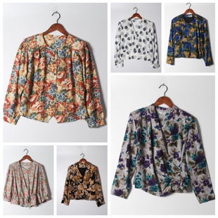 实拍售卖66 宫廷女上衣 古着Vintage孤品棉麻花刺绣衬衫 孤品日系