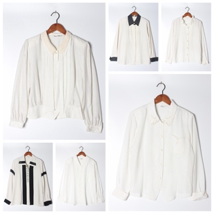 实拍售卖45 雪纺垂感女上衣 古着Vintage刺绣白衬衫 孤品日系