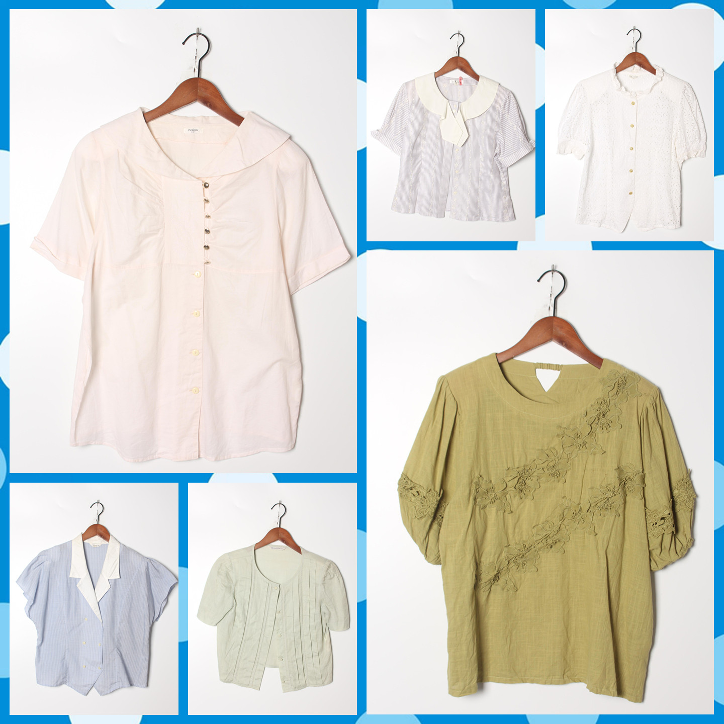 古着Vintage孤品棉麻花刺绣白衬衫孤品日系 女上衣 实拍售卖181