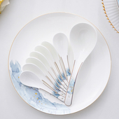 家用骨瓷勺长柄餐具大汤勺喝汤勺子饭勺轻奢小汤勺调羹陶瓷小勺子