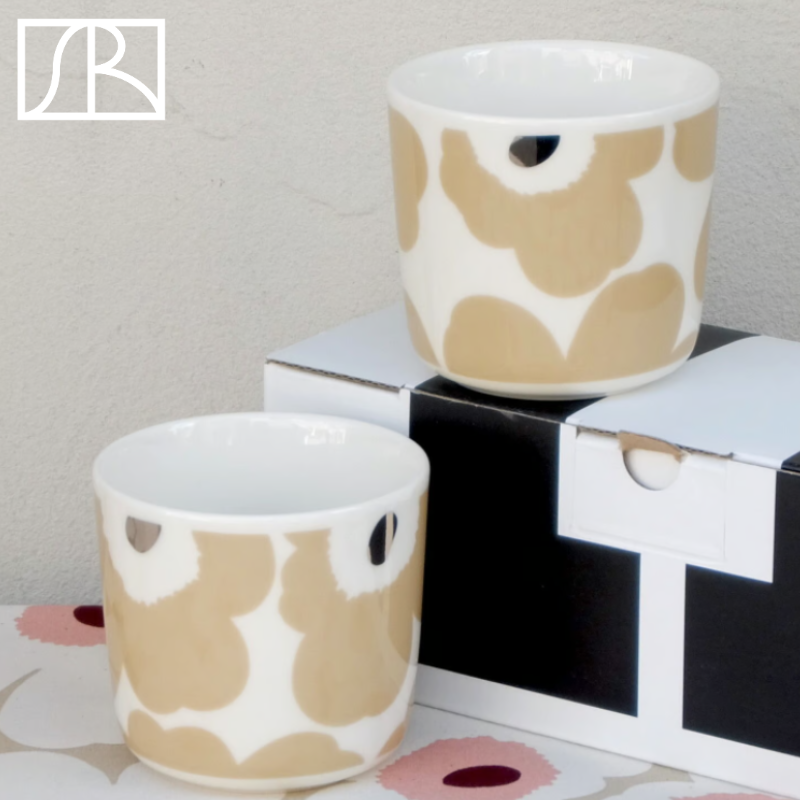 芬兰Marimekko 日本限定奶茶金Unikko马克杯手握杯咖啡圆盘子餐具