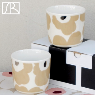 芬兰Marimekko 日本限定奶茶金Unikko马克杯手握杯咖啡圆盘子餐具