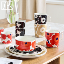芬兰Marimekko Unikko罂粟花陶瓷马克杯咖啡花朵北欧餐具盘子饭碗