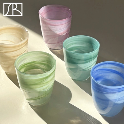 韩式ins风彩色云雾玻璃杯