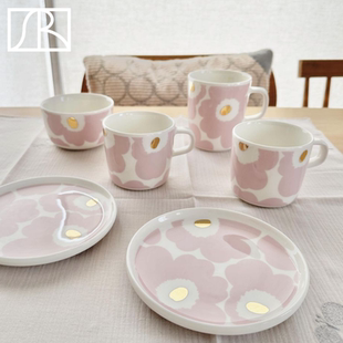 2024日本限定樱花粉金Unikko马克杯圆盘子餐具 芬兰Marimekko