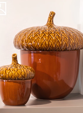 葡萄牙陶瓷松果储物罐摆件