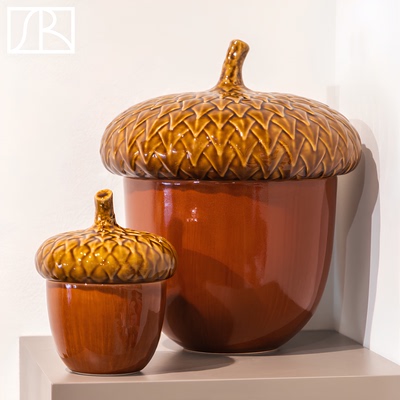 葡萄牙陶瓷松果储物罐摆件