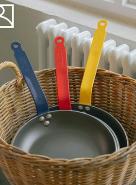 法国进口debuyer 彩色手柄不粘锅平底锅煎锅电磁炉家用煎蛋牛排锅