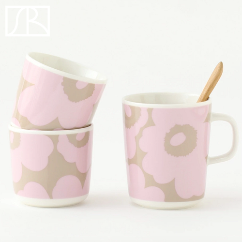 芬兰Marimekko粉棕罂粟花餐具