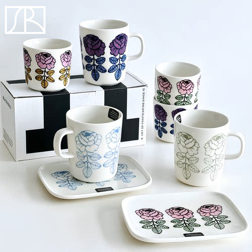 芬兰Marimekko粉玫瑰陶瓷餐具