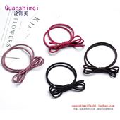 韩版 经典 蝴蝶结头绳简约气质两股皮套甜美可爱学生妹发圈橡皮筋女