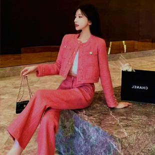 外套阔腿裤 高级感短款 轻奢简约 女2025新款 气质名媛小香风职业套装