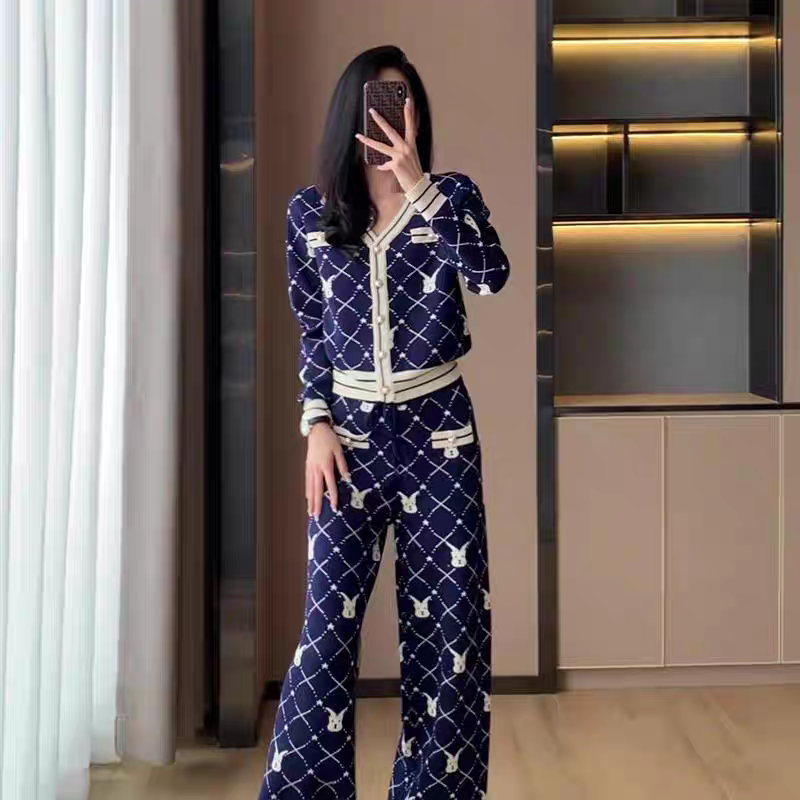 2025秋冬新款高级感针织套装小香风毛衣阔腿裤洋气两件套女,女装/女士精品,时尚套装,淘宝优惠券,粉丝福利购,淘宝优惠卷