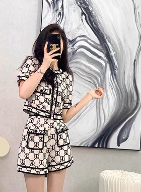 Leathercat小香风套装女装网红2024炸街小个子短裤独特上衣超好看