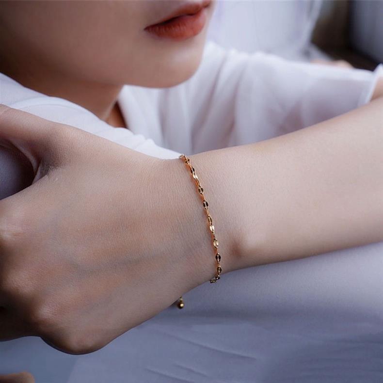 黄金色极简超闪细手链女韩版冷淡手链