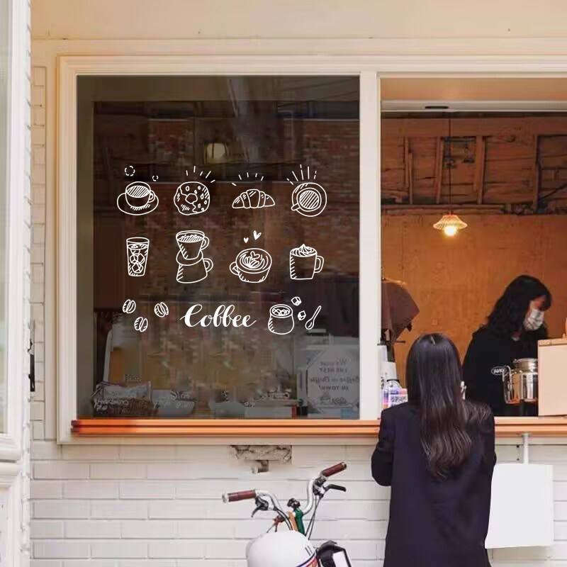 COFFEE手绘咖啡奶茶店铺墙贴