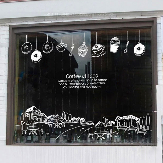 村庄西餐厅蛋糕房甜品店纸墙贴画