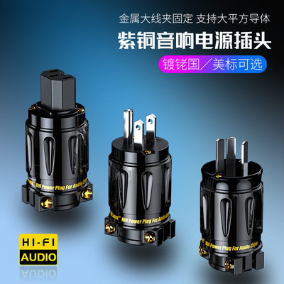 Dulanrd紫铜4N镀铑220V冷冻版发烧级国标美标音响电源线插头插尾