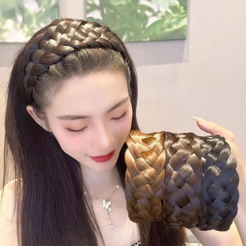 鱼骨辫发箍假发慵懒麻花辫头箍女