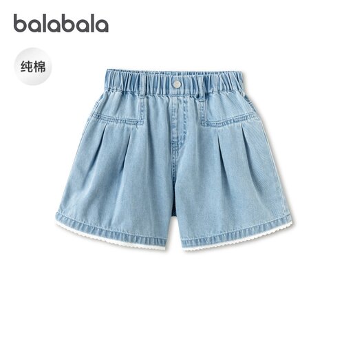 巴拉巴拉女童牛仔裤中大童短裤棉