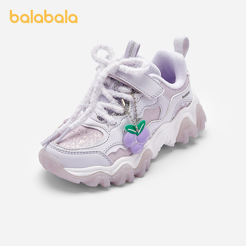 轻便女中童舒适毛绒运动鞋时尚跑鞋甜美鞋子