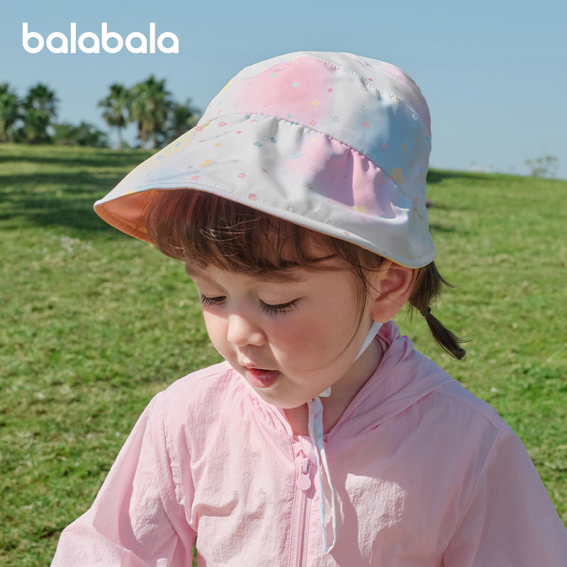 巴拉巴拉女童防晒帽宝宝遮阳帽儿防紫外线帽子2026夏季新款大帽檐