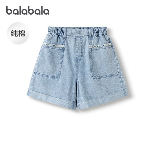 巴拉巴拉女童短裤儿童全棉牛仔裤