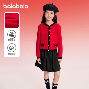 巴拉巴拉女童套装儿童蓬松小香风中大童2件套2026春装新款童装潮