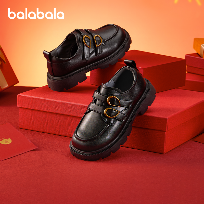 巴拉巴拉女童黑色公主鞋新年皮鞋