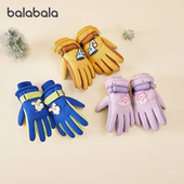 时尚 巴拉巴拉儿童手套男女童滑雪手套五指加绒冬季 保暖2025年新款