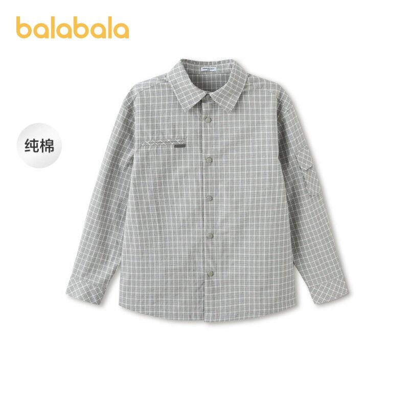 巴拉巴拉儿童格子衬衫纯棉衬衣