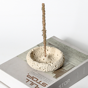 创意轻奢黑洞石线香香薰炉底座室内高级檀香香托茶室禅意摆件装饰