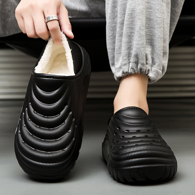 冬季加绒保暖洞洞鞋男女防滑棉鞋