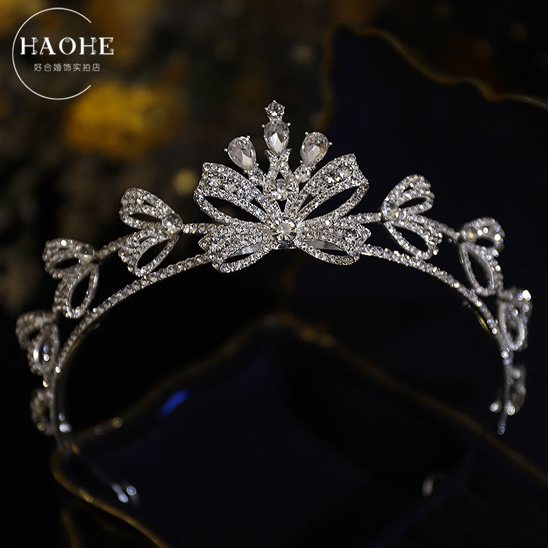 新款精致合金简约蝴蝶结气质皇冠