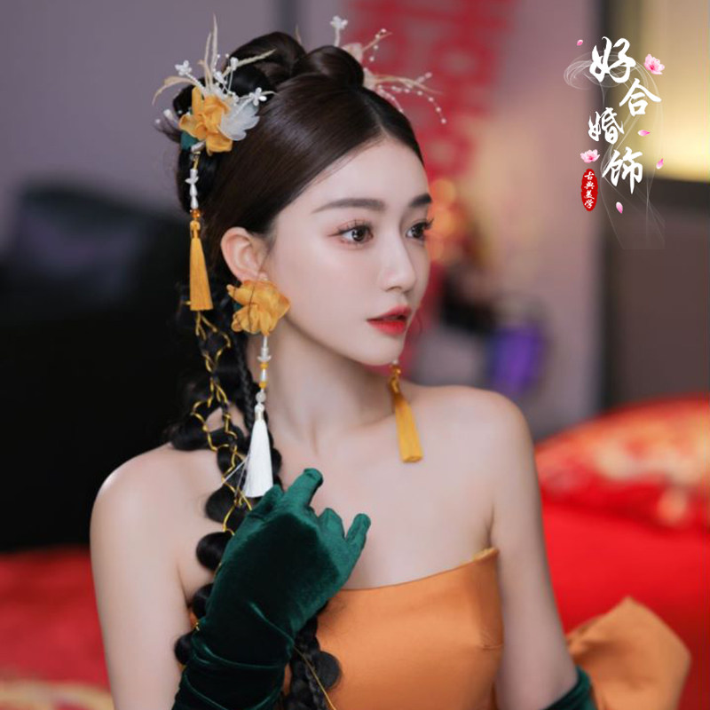 新款娟纱仙美头饰头花汉服配饰