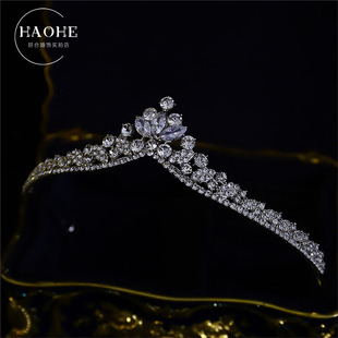简约轻奢气质韩式皇冠时尚锆石闪亮保色精致头饰儿童生日演出配饰