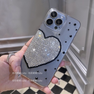适用iphone17promax手机壳硬套可爱苹果16新女款14plus爆闪定制diy气质高级感15奢华钻xs透明原装13创意软心