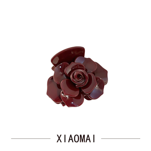 法式浪漫新款安哥拉红双面立体玫瑰花中号抓夹鲨鱼夹醋酸花朵发夹